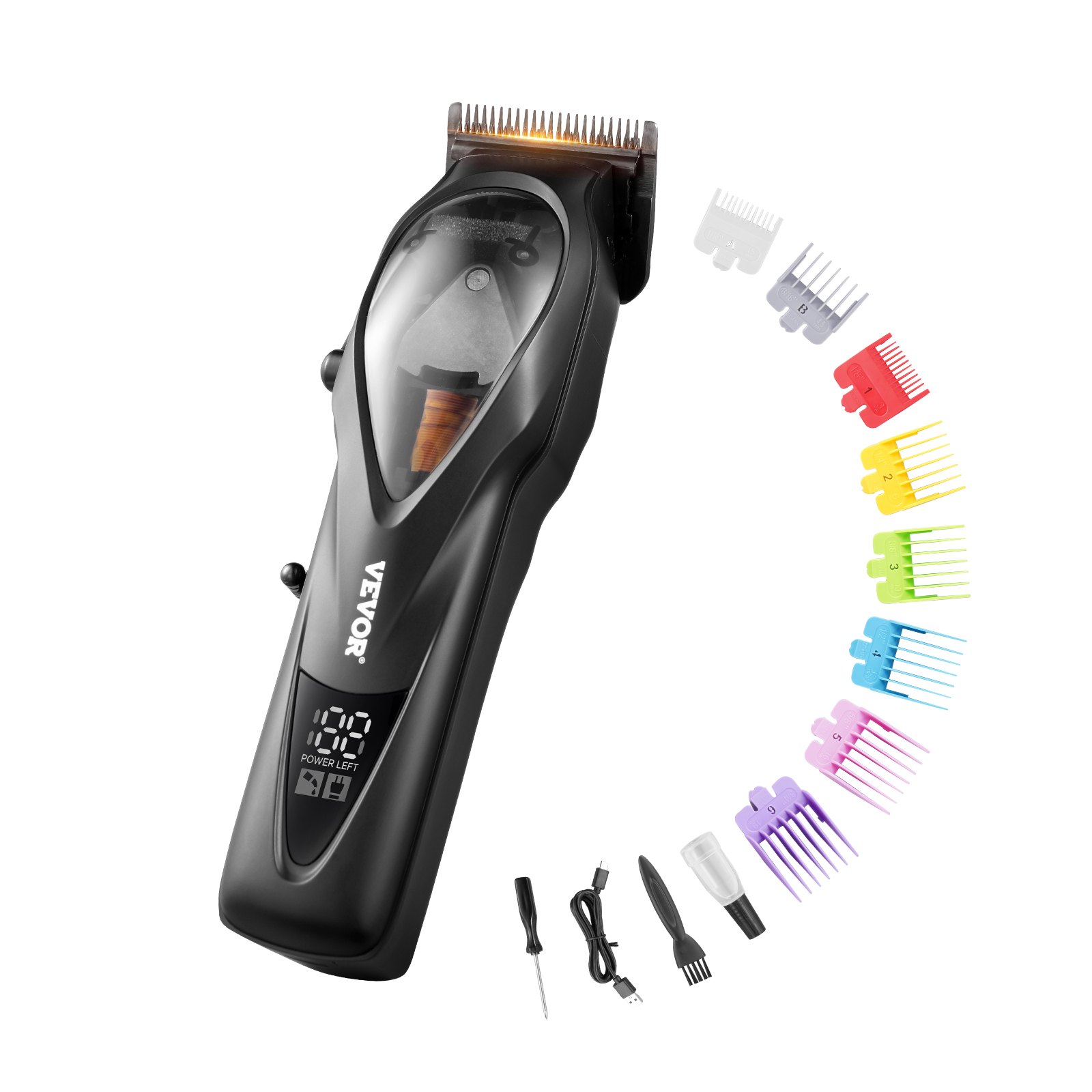 VEVOR Professional Hair Clipper for Men, Cordless Barber Clipper with DLC Fade Blade & 10000RPM High-Speed Motor, Men's Hair Cutting Grooming Kit with 8 Guide Combs for Home Barber, Ideal Gift for Man
