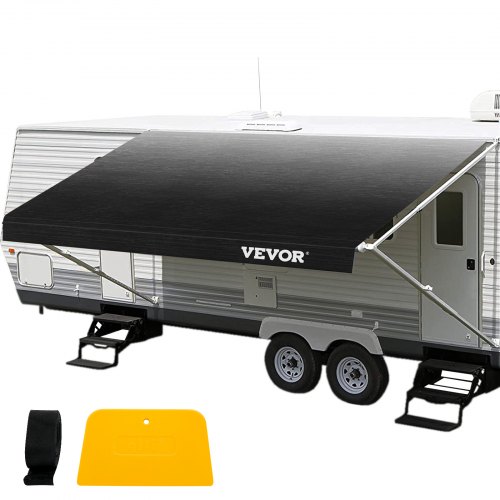 VEVOR RV Awning 17 ft, Awning Replacement Fabric 16 ft 2 in, Premium Grade Waterproof Vinyl, Universal Outdoor Canopy RV Replacement Fabric for Camper, Trailer,and Motor Home Awnings, Charcoal Fade