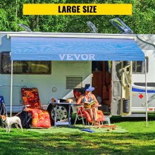 VEVOR RV Awning 15' Camper Awning Fabric, Trailer Awning Canopy Patio Camping Car Awning, Durable 15oz Vinyl Roller Tube for RV, Van, SUV, Patio Awning Replacement Ocean Blue Fade
