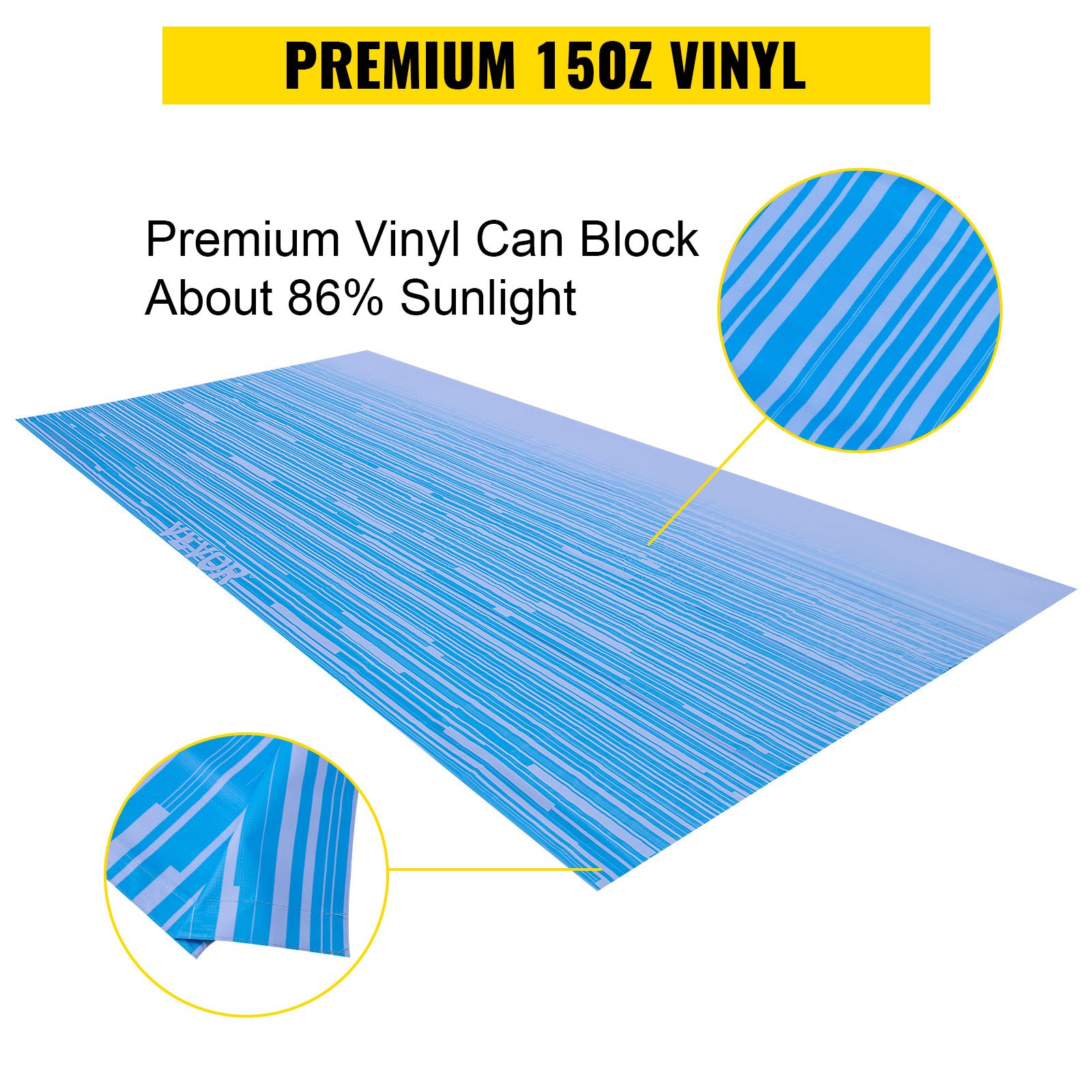 VEVOR RV Awning 15\' Camper Awning Fabric, Trailer Awning Canopy Patio Camping Car Awning, Durable 15oz Vinyl Roller Tube for RV, Van, SUV, Patio Awning Replacement Ocean Blue Fade