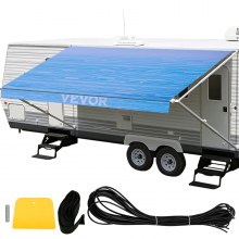 VEVOR RV Awning 16\' Camper Awning Fabric, Trailer Awning Canopy Patio Camping Car Awning, Durable 15oz Vinyl Roller Tube for RV, Van, SUV, Patio Awning Replacement Ocean Blue Fade