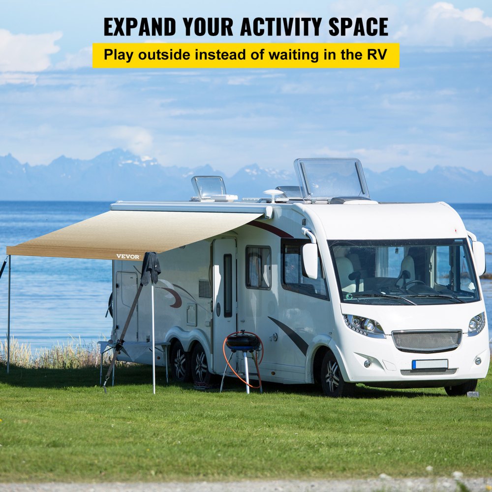 VEVOR RV Awning 14 ft, Awning Replacement Fabric 13'2" , Brown Fade RV Awning Replacement, 15oz Vinyl Material Replacement Awning, Sun Shade and Waterproof Camper Awning Replacement Fabric