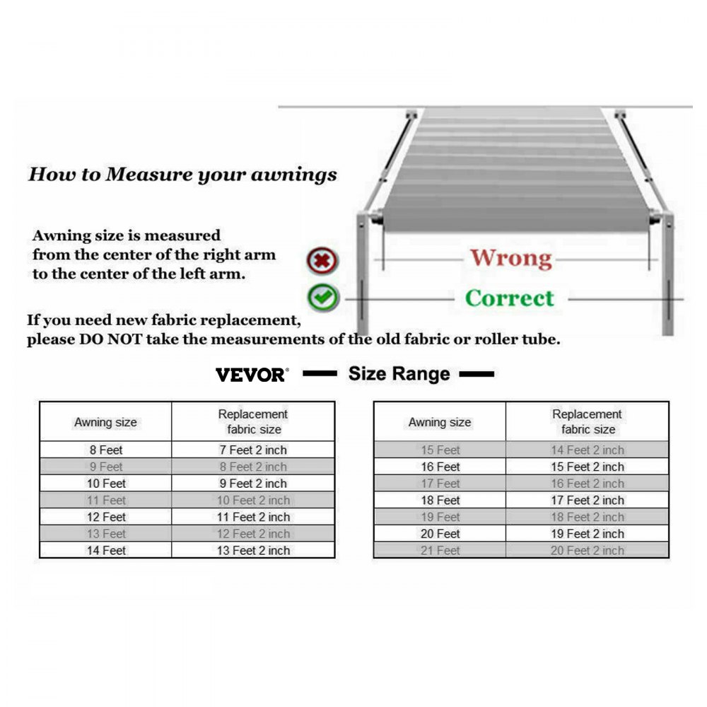 VEVOR RV Awning 14 ft, Awning Replacement Fabric 13'2" , Brown Fade RV Awning Replacement, 15oz Vinyl Material Replacement Awning, Sun Shade and Waterproof Camper Awning Replacement Fabric