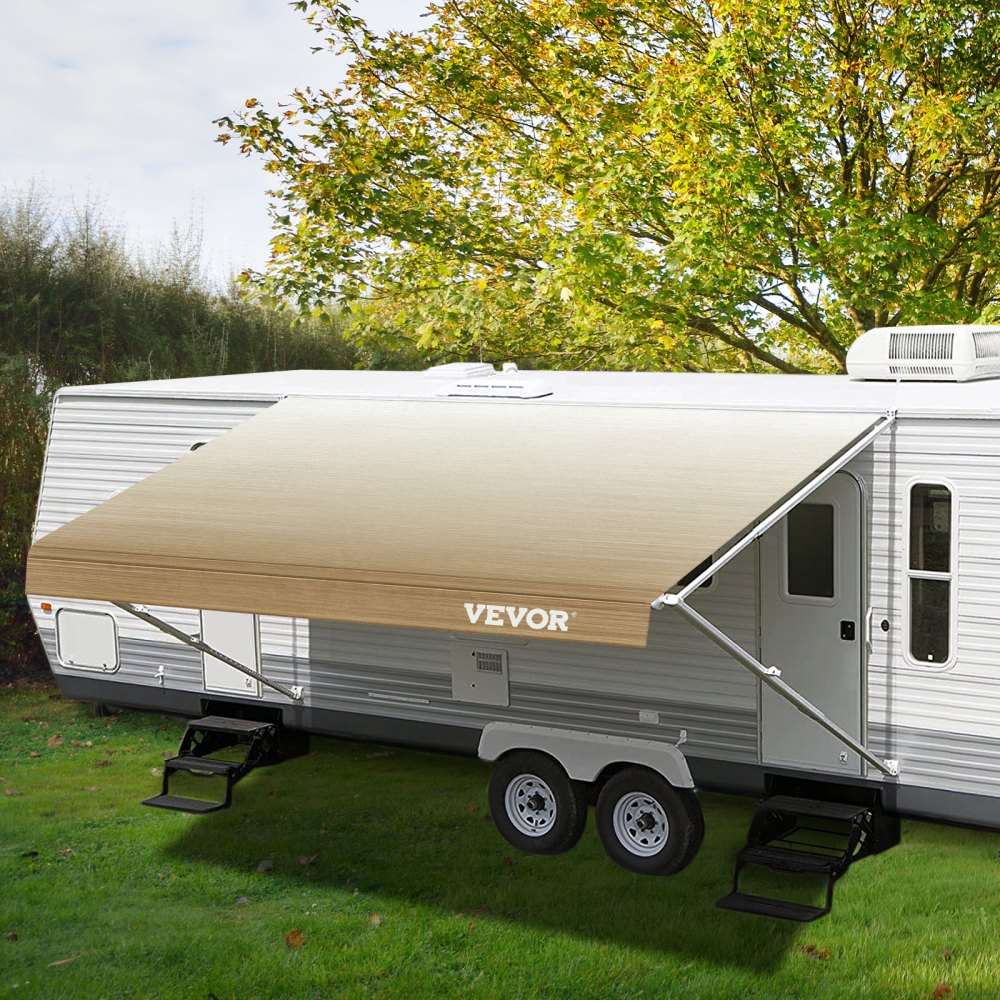 VEVOR Toldo RV de 21 pies, tela de repuesto para toldo de 20 pies 2 pulgadas, repuesto de toldo para RV de color marrón, toldo de repuesto de material de vinilo de 15 oz, parasol y tela de repuesto impermeable para toldo de caravana