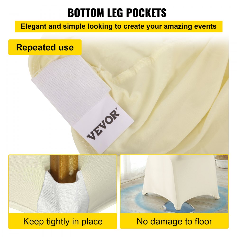 VEVOR Stretch Spandex Folding Chair Covers, Universal Fitted Chair Cover, Removable Washable Protective Slipcovers, for Wedding, Holiday, Banquet, Party, Celebration, Dining (100PCS Beige)