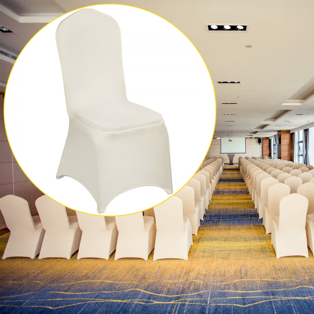 VEVOR Stretch Spandex Folding Chair Covers, Universal Fitted Chair Cover, Removable Washable Protective Slipcovers, for Wedding, Holiday, Banquet, Party, Celebration, Dining (100PCS Beige)