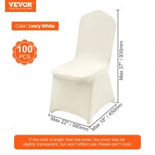 VEVOR Stretch Spandex Folding Chair Covers, Universal Fitted Chair Cover, Removable Washable Protective Slipcovers, for Wedding, Holiday, Banquet, Party, Celebration, Dining (100PCS Ivory White)