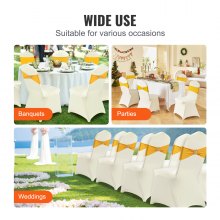 VEVOR Stretch Spandex Folding Chair Covers, Universal Fitted Chair Cover, Removable Washable Protective Slipcovers, for Wedding, Holiday, Banquet, Party, Celebration, Dining (100PCS Ivory White)