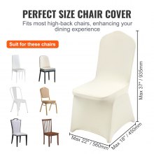 VEVOR 100 PCS Ivory Chair Covers Polyester Spandex Chair Cover Stretch Slipcovers for Wedding Party Dining Banquet Chair Flat-Front Covers