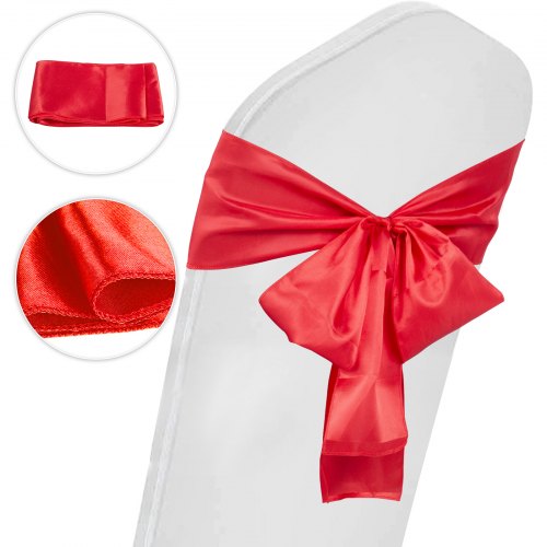 100×wedding Party Satin Chair Sashes Bands Bow Ties Butterfly Cover Table Runner