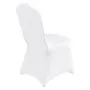 white chair with fitted VEVOR spandex chair cover in wedding or event setup.