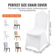 VEVOR 150 Pcs White Chair Covers Polyester Spandex Chair Cover Stretch Slipcovers for Wedding Party Dining Banquet Flat-Front Chair Cover