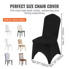 50pcs Black Polyester Spandex Party Chair Covers Decotation Solemn Easy Clean