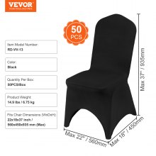 50pcs Black Polyester Spandex Party Chair Covers Decotation Solemn Easy Clean