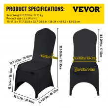 VEVOR 50 PCS Black Chair Covers Polyester Spandex Stretch Wedding Party Banquet