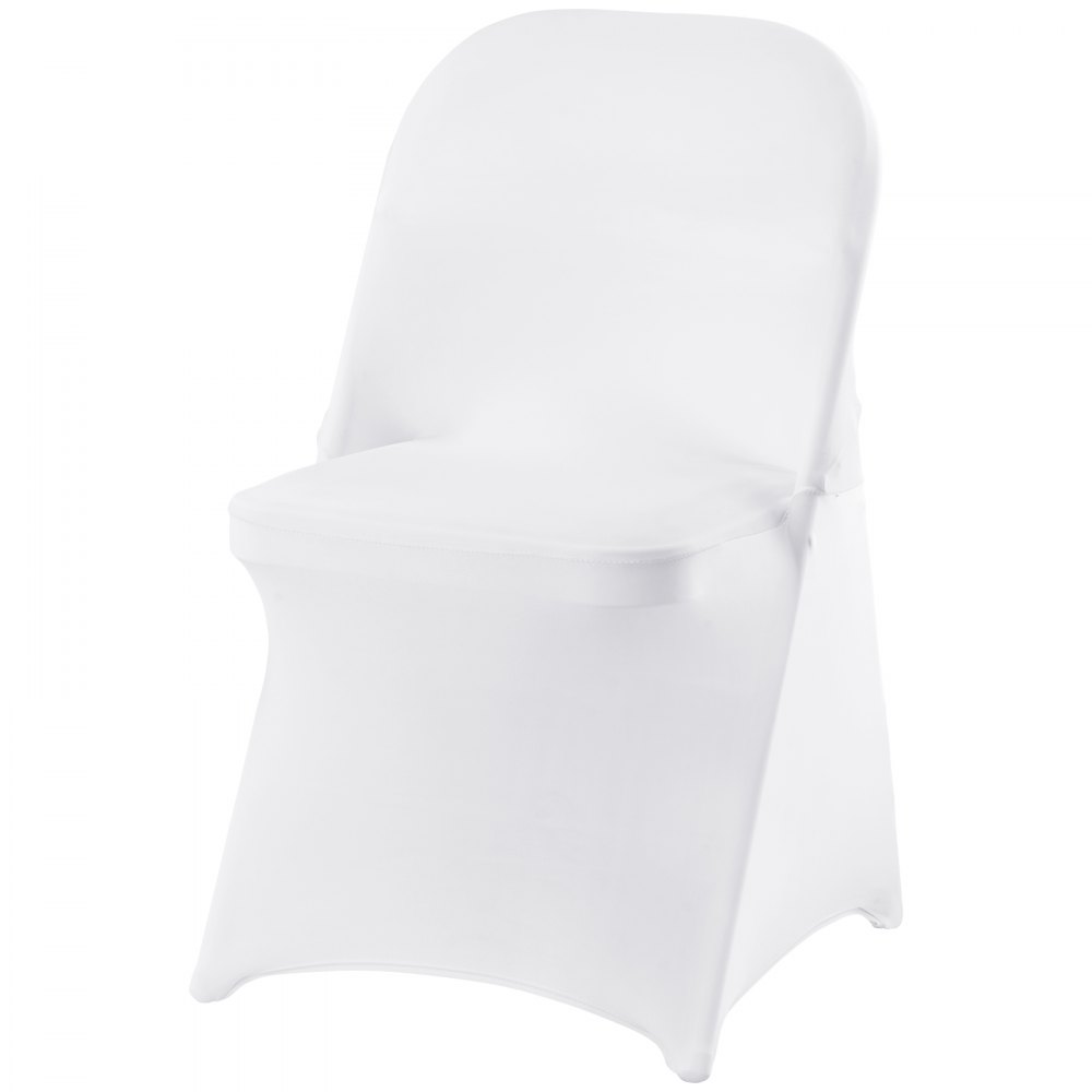 VEVOR Stretch Spandex Folding Chair Covers, Universal Fitted Chair Cover, Removable Washable Protective Slipcovers, for Wedding, Holiday, Banquet, Party, Celebration, Dining (12PCS White)