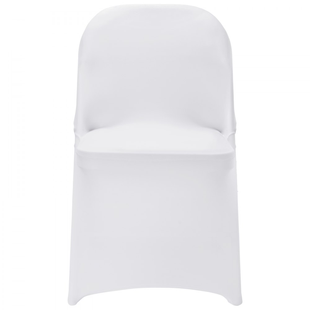 VEVOR Stretch Spandex Folding Chair Covers, Universal Fitted Chair Cover, Removable Washable Protective Slipcovers, for Wedding, Holiday, Banquet, Party, Celebration, Dining (12PCS White)