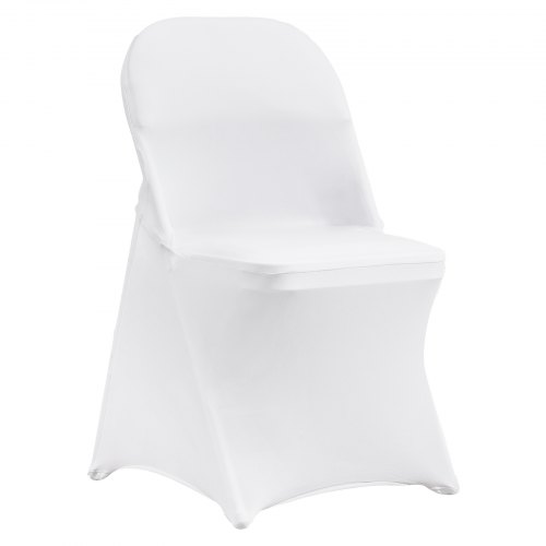 VEVOR White Stretch Spandex Chair Covers - 30 PCS, Folding Kitchen Chairs Cover, Universal Washable Slipcovers Protector, Removable Chair Seat Covers, for Wedding Party Dining Room Banquet Event