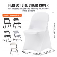 VEVOR fehér sztreccs spandex székhuzatok - 30 DB, összecsukható konyhai székhuzat, univerzális mosható védőhuzat, levehető székhuzatok, esküvői party ebédlői bankett rendezvényre