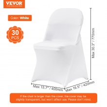 VEVOR White Stretch Spandex Chair Covers - 30 PCS, Folding Kitchen Chairs Cover, Universal Washable Slipcovers Protector, Removable Chair Seat Covers, for Wedding Party Dining Room Banquet Event