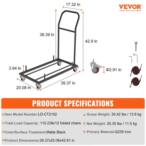 Klapptoolide transpordikäru, 12 toolile (50 kg) — pilt 7