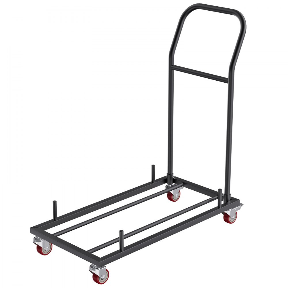 VEVOR folding chair dolly with red caster wheels and black metal frame.