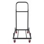 black VEVOR folding chair dolly with red wheels and a sturdy metal frame.