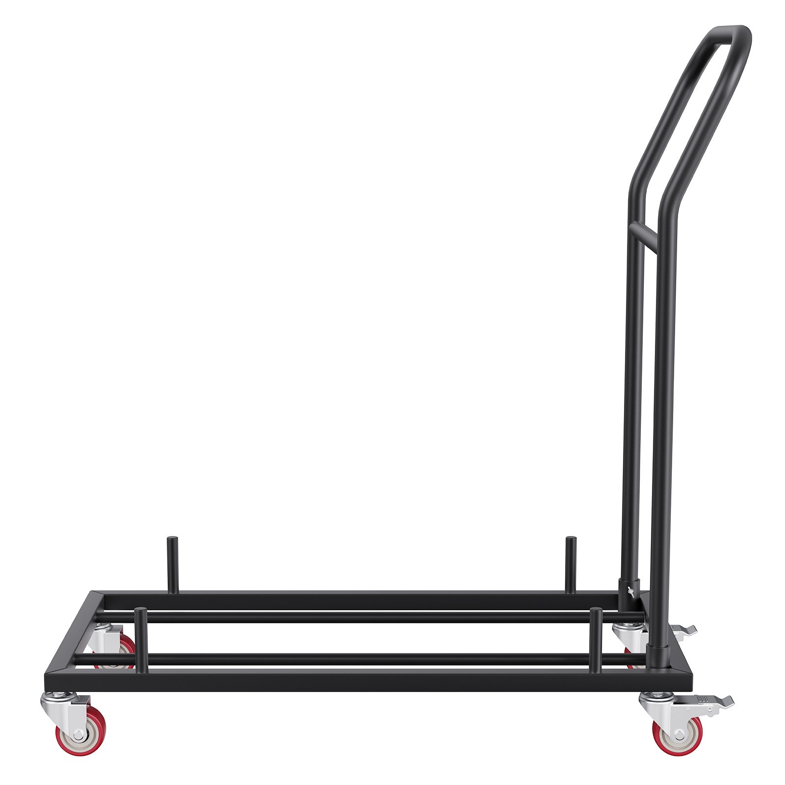black VEVOR folding chair dolly with red caster wheels and a sturdy handle for easy transport.