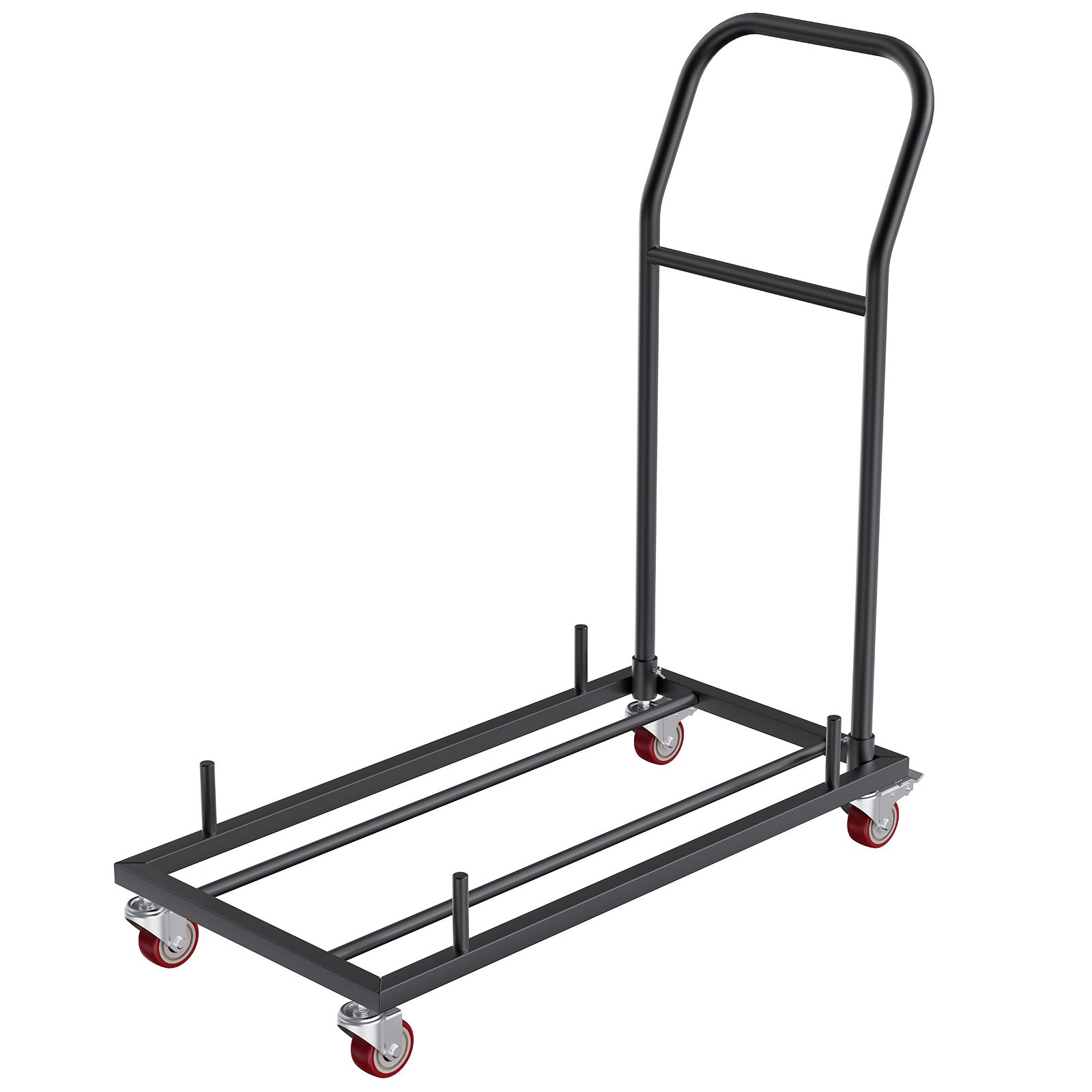 VEVOR folding chair dolly with red caster wheels and black metal frame.