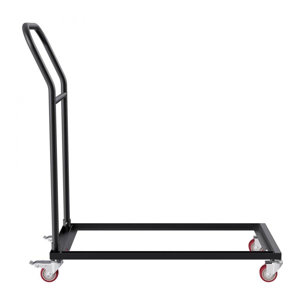 VEVOR folding chair dolly with sturdy handle, black metal frame, and red swivel caster wheels