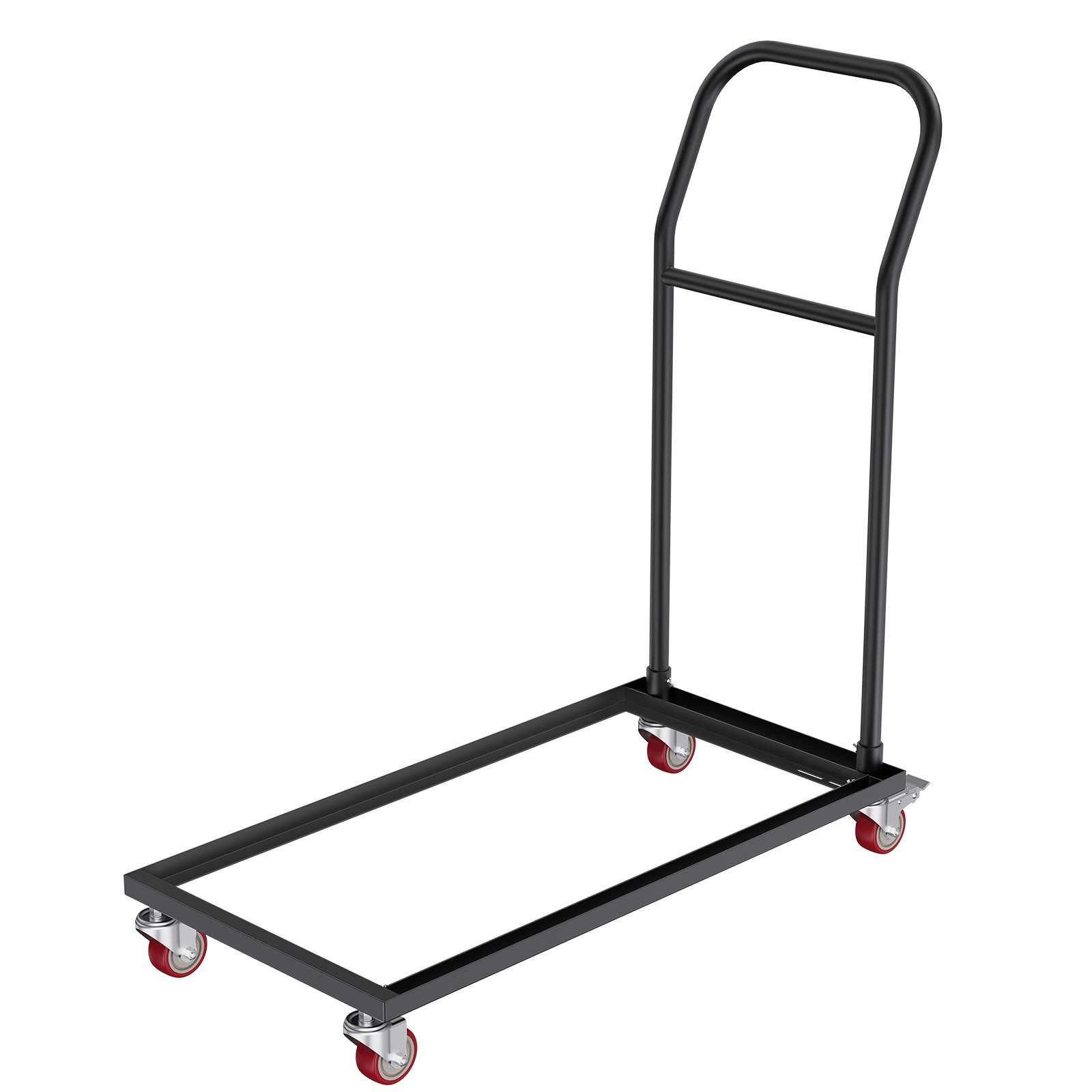 VEVOR folding chair dolly with black frame and red caster wheels for easy chair transport and storage.