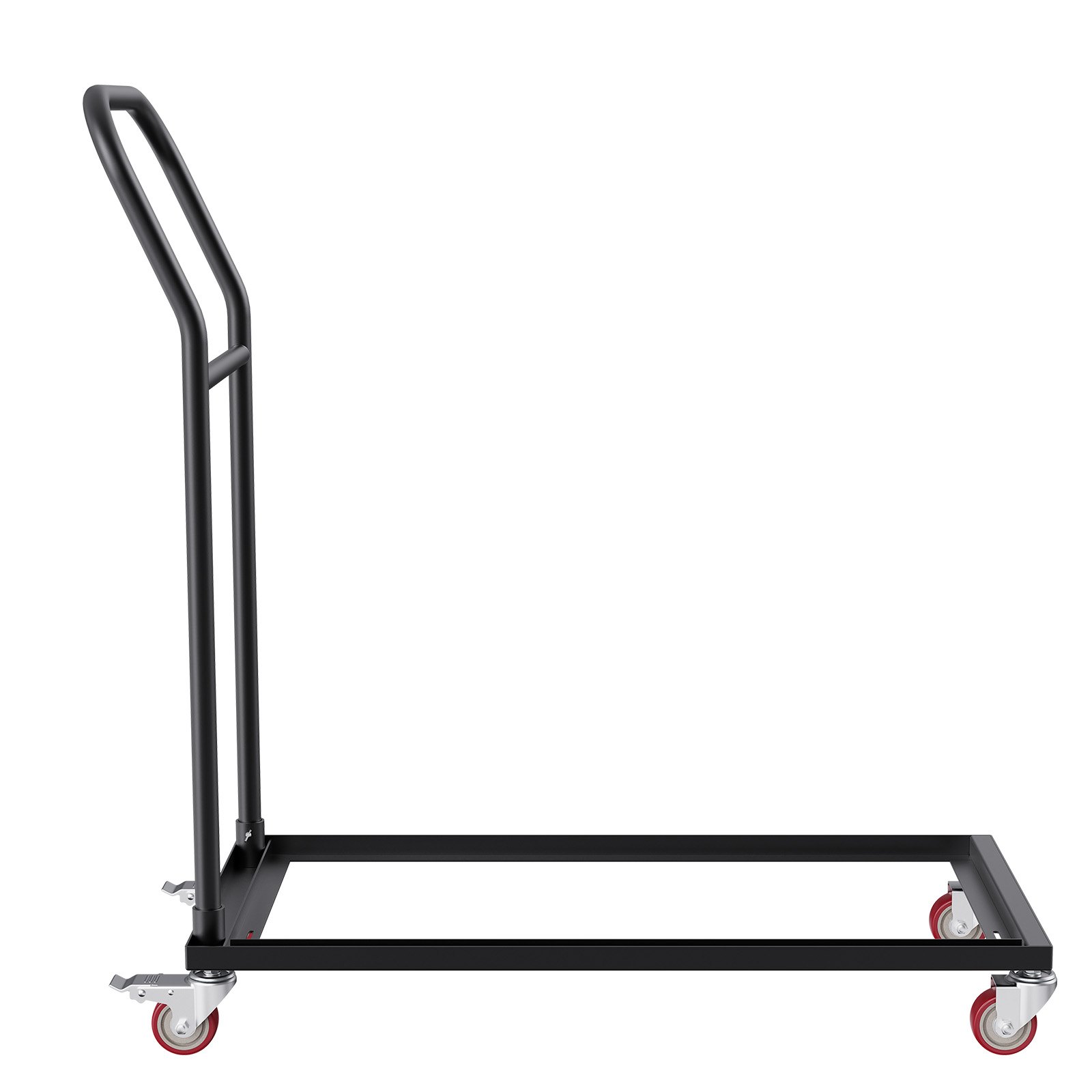 VEVOR folding chair dolly with sturdy handle, black metal frame, and red swivel caster wheels