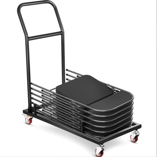 Folding Chair Cart Dolly for 36 Folding Chairs Black L-Shaped Steel Meeting Room