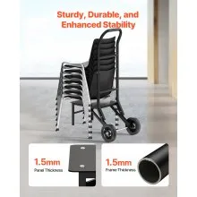 Folding Chair Rack Cart for 10 Chairs of 150 LBS Push-Style Chair Dolly