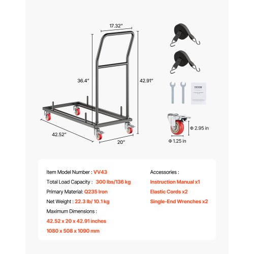 Klapptoolide käru, 25 toolile, horisontaalne (136 kg) — pilt 7