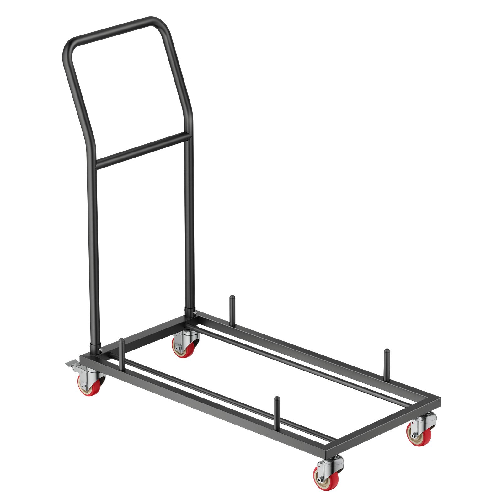 VEVOR Folding Chair Rack, 300 LBS Capacity, L-shape Horizontal Placement Chair Cart for 25 Chairs, Heavy-duty Metal Chair Storage Dolly with Rubber Wheels and Holders, Large Chair Holder, Matte Black