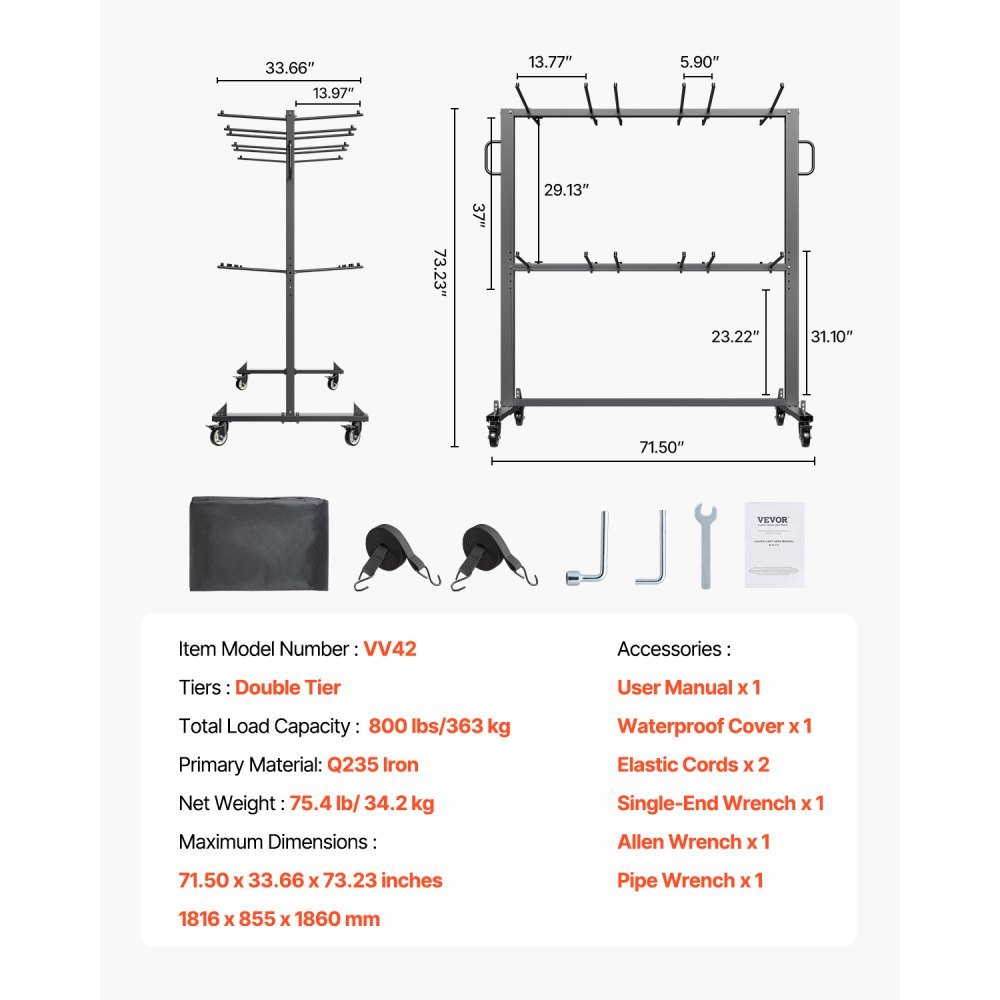 Carucior cu suport pentru scaune pliante VEVOR pentru 84 de scaune/ 12 mese + 42 de scaune de 800 LBS