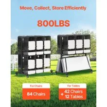 Folding Chair Rack Cart for 84 Chairs/ 12 Tables+42 Chairs of 800 LBS