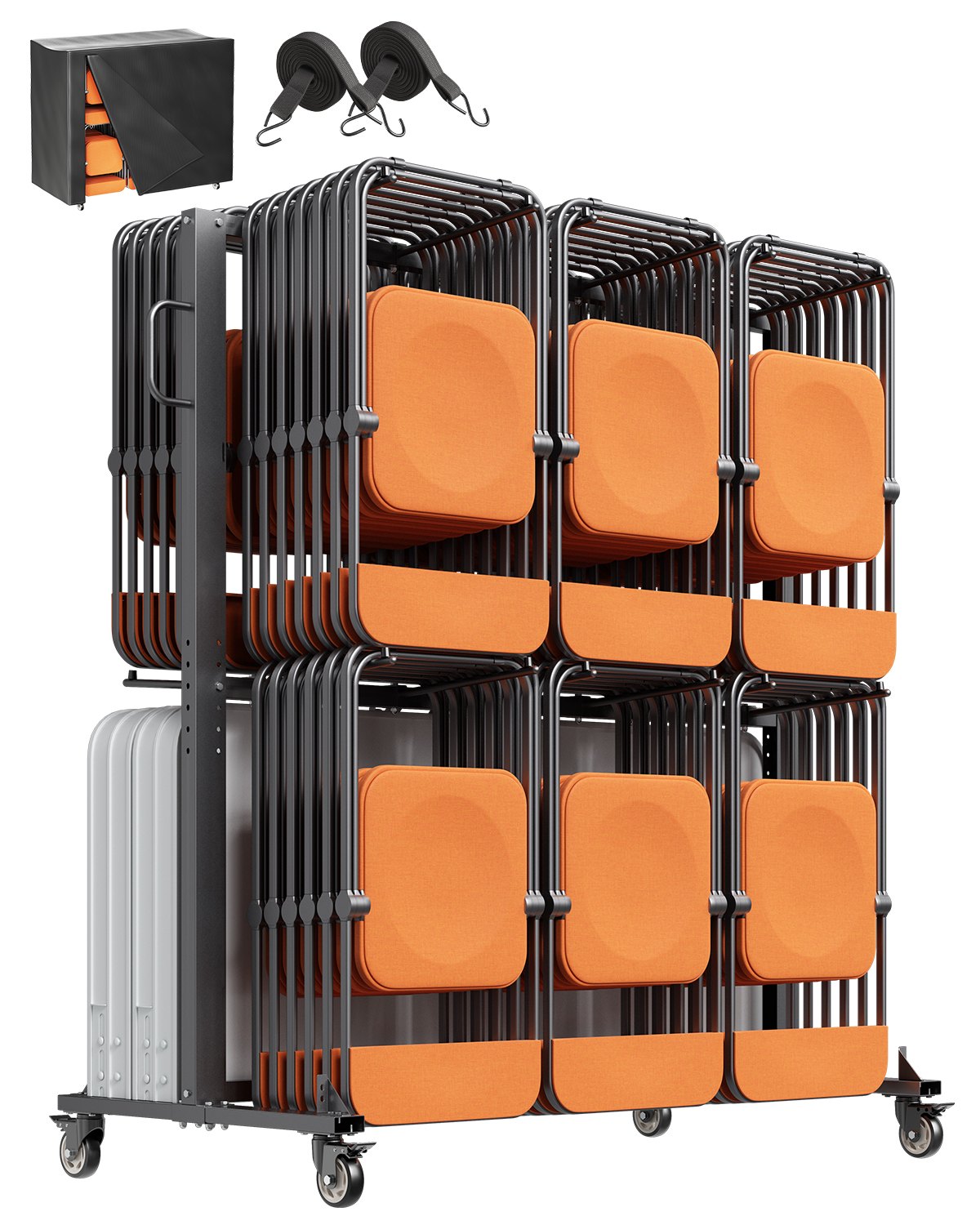 Carucior cu suport pentru scaune pliante VEVOR pentru 84 de scaune/ 12 mese + 42 de scaune de 800 LBS