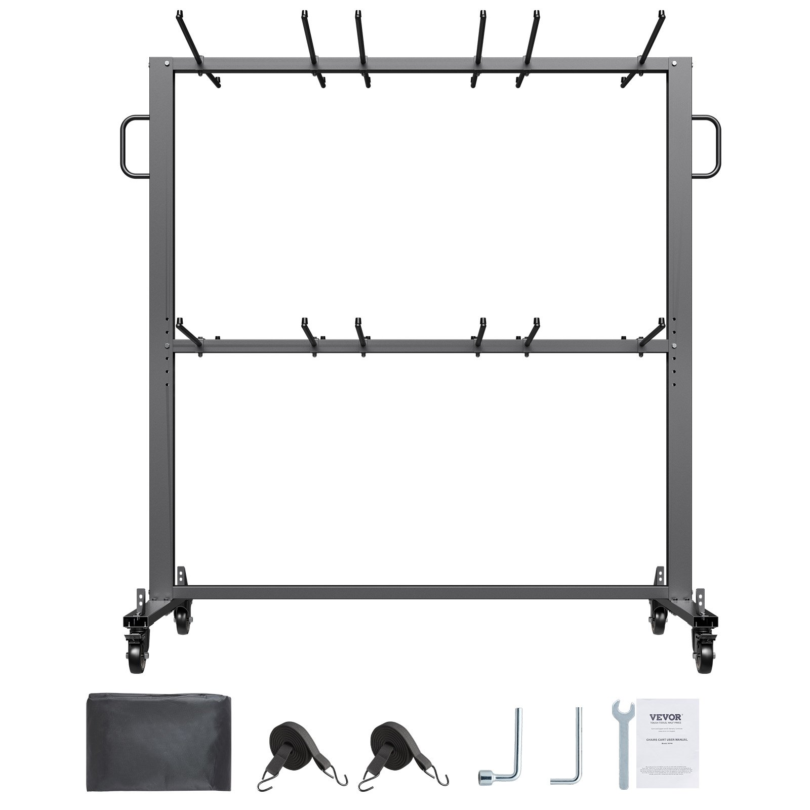 Carucior cu suport pentru scaune pliante VEVOR pentru 84 de scaune/ 12 mese + 42 de scaune de 800 LBS