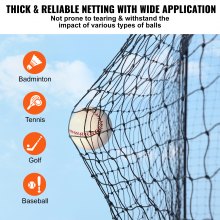 VEVOR Baseball Batting Netting, Profesjonell Softball Baseball Batting Treningsnett, Practice Portable Pitching Cage Netting med dør og bæreveske, Heavy Duty lukket PE-netting, 35FT (KUN NETT)