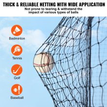 VEVOR Baseball Batting Netting, Professional Softball Baseball Batting Hitting Training Net, Practice Portable Pitching Cage Net with Door & Carry Bag, Heavy Duty Enclosed PE Netting, 35FT (NET ONLY)