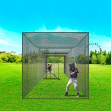 VEVOR Baseball Batting Netting, Professional Softball Baseball Batting Hitting Training Net, Practice Portable Pitching Cage Net with Door & Carry Bag, Heavy Duty Enclosed PE Netting, 35FT (NET ONLY)