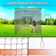 VEVOR Baseball Batting Netting, Profesjonell Softball Baseball Batting Trening Nett, Practice Portable Pitching Cage Netting med dør og bæreveske, Heavy Duty lukket PE-netting, 55FT (KUN NETT)