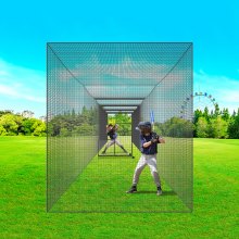 VEVOR Baseball Batting Netting, Professional Softball Baseball Batting Hitting Training Net, Practice Portable Pitching Cage Net with Door & Carry Bag, Heavy Duty Enclosed PE Netting, 70FT (NET ONLY)