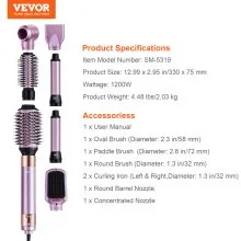 VEVOR Hair Dryer Brush 6-in-1 Multi Hair Styler for Volumizing Styling Curling