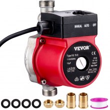 VEVOR Hot Water Recirculating Pump, 120W 110V Water Circulator Pump, Automatic Start Circulating Pump NPT 3/4\" with Brass Fittings, Stainless Steel Head, 2 Speed Control for Electric Water Heater Sys