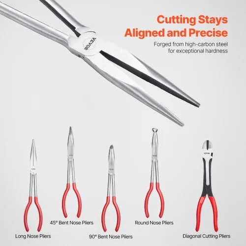 Long Reach Needle Nose and Bent Nose Pliers Set, 13-Inch, 2-Piece
