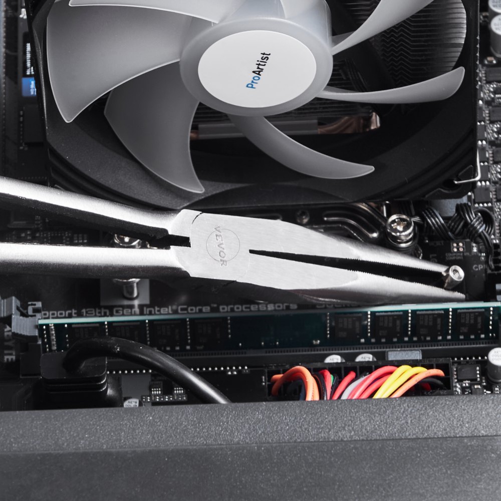 VEVOR 5-Piece Needle Nose Pliers, 11 in Long Needle Nose Pliers Set, Diagonal Cutting Pliers, 45°/ 90° Bent Nose Plier, Round Nose Plier, Long Nose Plier, Professional Pliers Set with Storage Bag