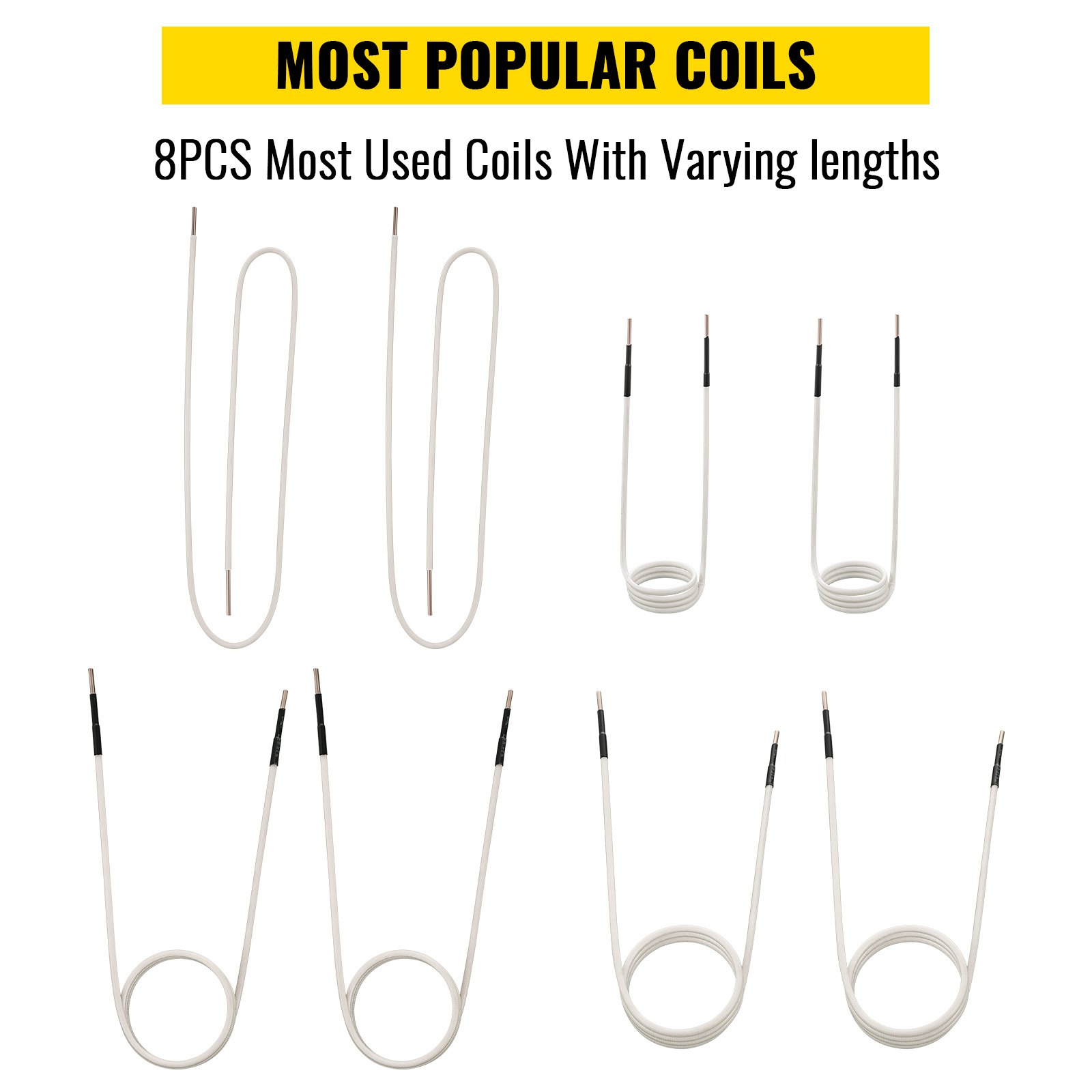 VEVOR Induction Heater Inductor Coil Kits, Magnetic Mini Induction Heater Kit, Flameless Heat Accessories 8pcs, Heat Resistant Induction Heater Tool with Flexibility For Removing Rusty Bolts and Nuts
